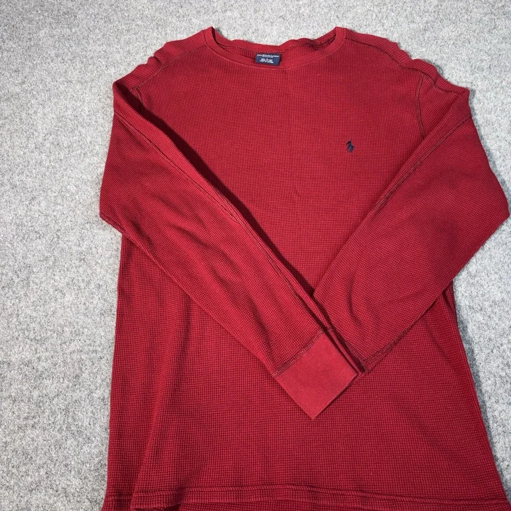 Polo Ralph Lauren Men's  Shirt Large Red‎ Waffle Knit Thermal Long Sleeve Cotton